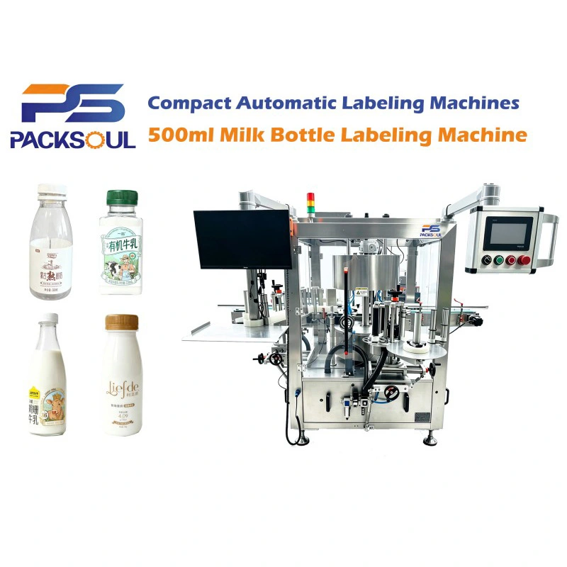 Máquina etiquetadora de botellas de leche de 500 ml