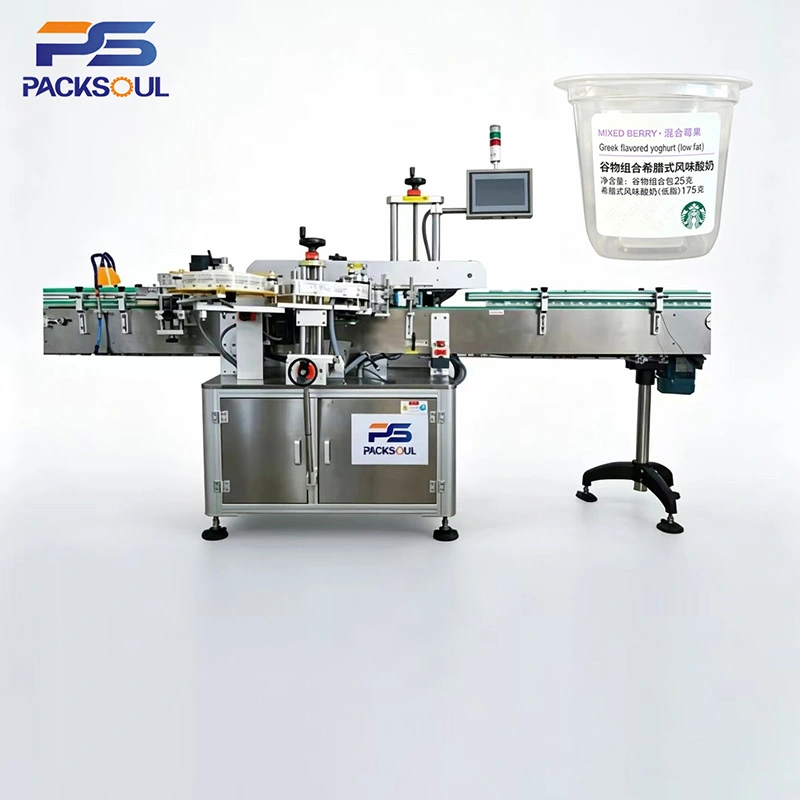 Máquina etiquetadora autoadhesiva de tazas